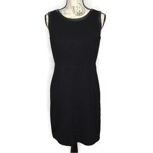 Talbots Black Sleeveless Dress with faux leather trim